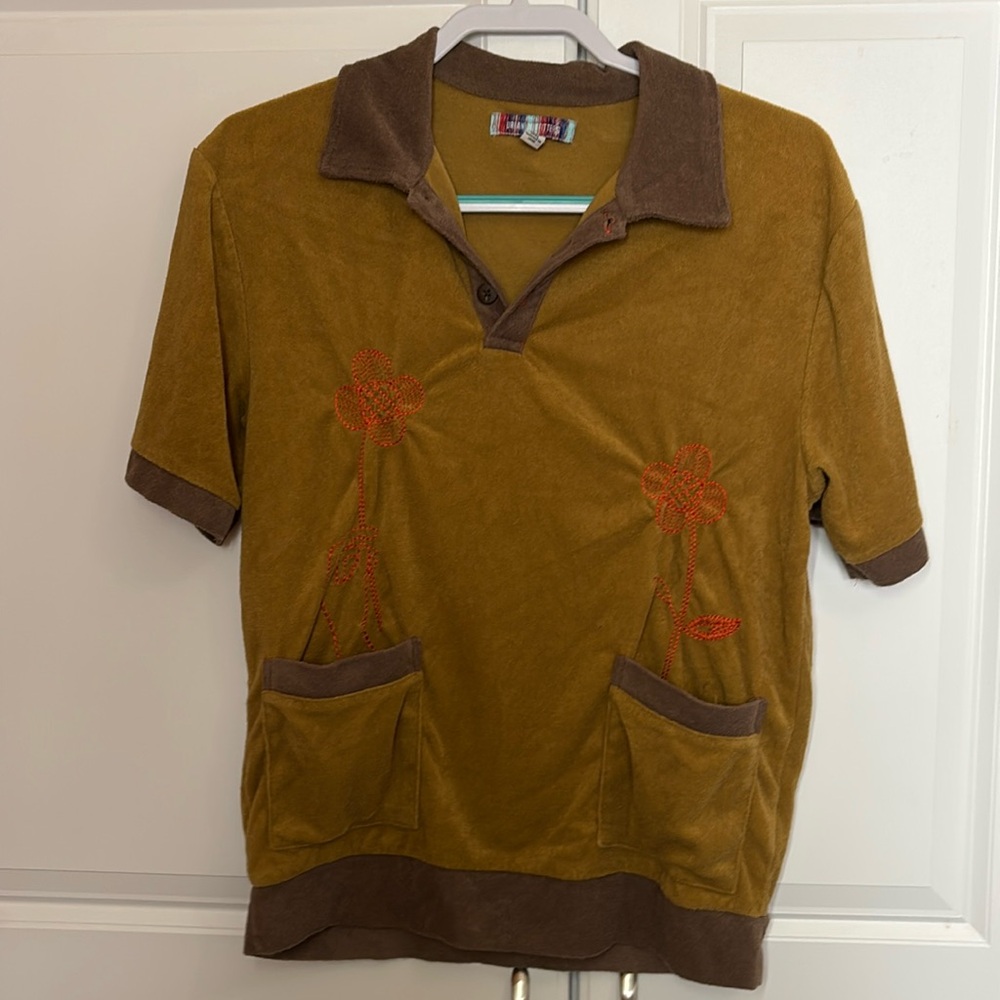 Urban Outfitters Brown and Tan Polo Shirt (M)